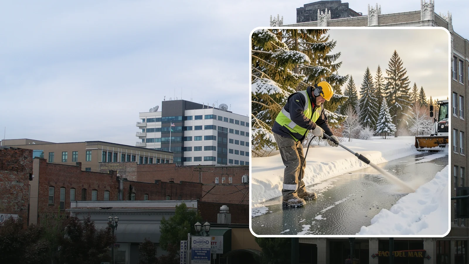 Walkway Deicing in Everett, Snohomish County, WA - Deicing of walkways and paths to eliminate the slick film that forms on the routes people use most.