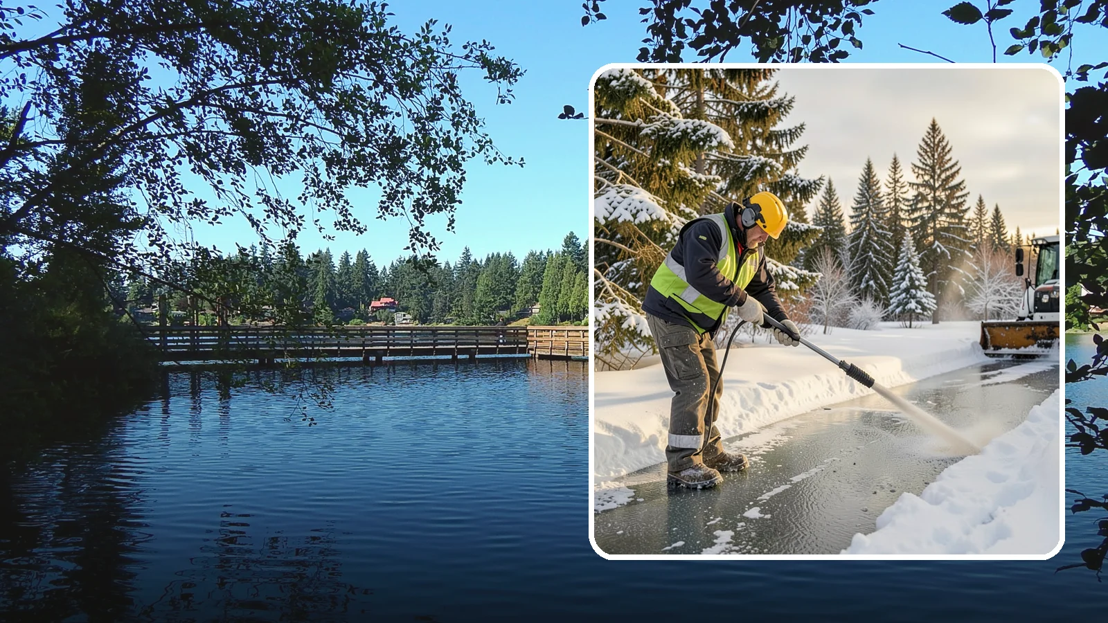 Walkway Deicing in Federal Way, King County, WA - Deicing of walkways and paths to eliminate the slick film that forms on the routes people use most.