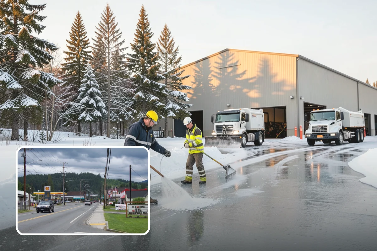 Walkway Deicing in Granite Falls, Snohomish County, WA - Removes the slick film on the highest-traffic routes
