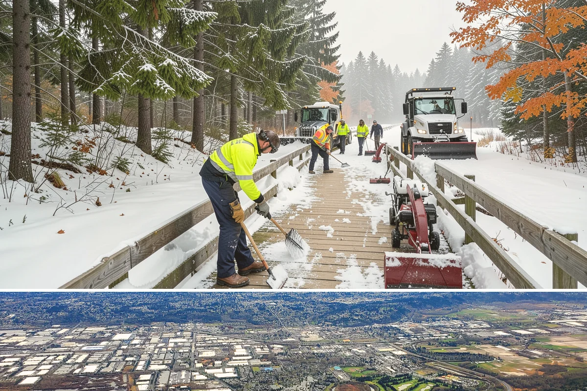Walkway Deicing in Kent, King County, WA - Deice walkways at the first sign of refreeze each morning through the lowland cold season, generally December into February.