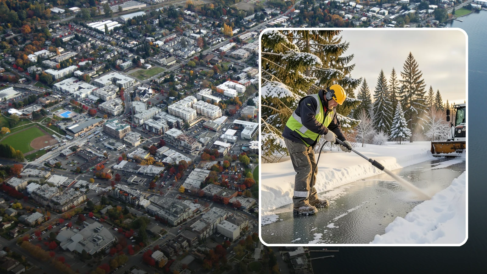 Walkway Deicing in Kirkland, King County, WA - Deicing of walkways and paths to eliminate the slick film that forms on the routes people use most.