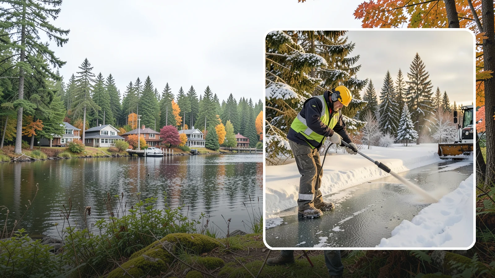 Walkway Deicing in La Conner, Skagit County, WA - Deicing of walkways and paths to eliminate the slick film that forms on the routes people use most.