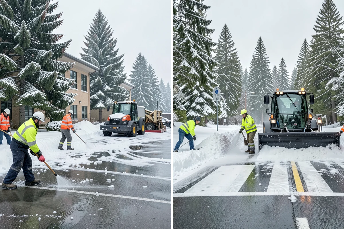 Walkway Deicing in Lake Forest Park, King County, WA - Walk the route and note shaded, refreeze-prone sections
