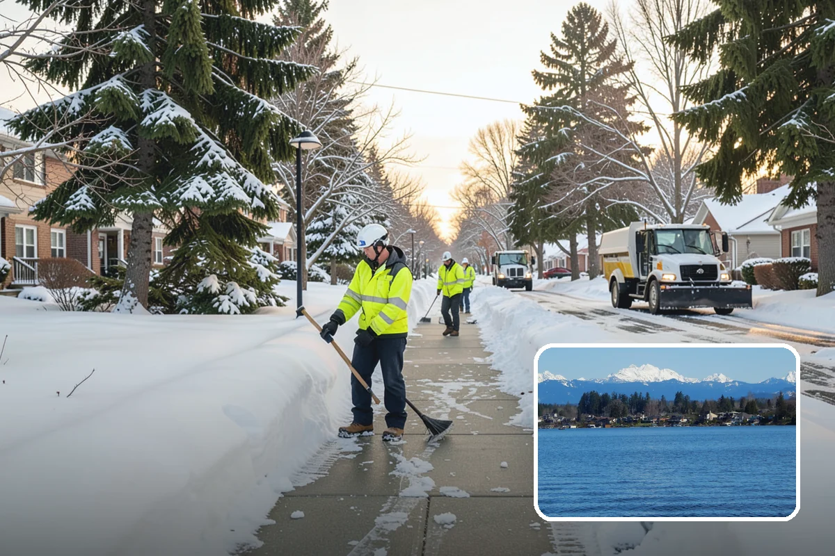 Walkway Deicing in Lake Stevens, Snohomish County, WA - Removes the slick film on the highest-traffic routes