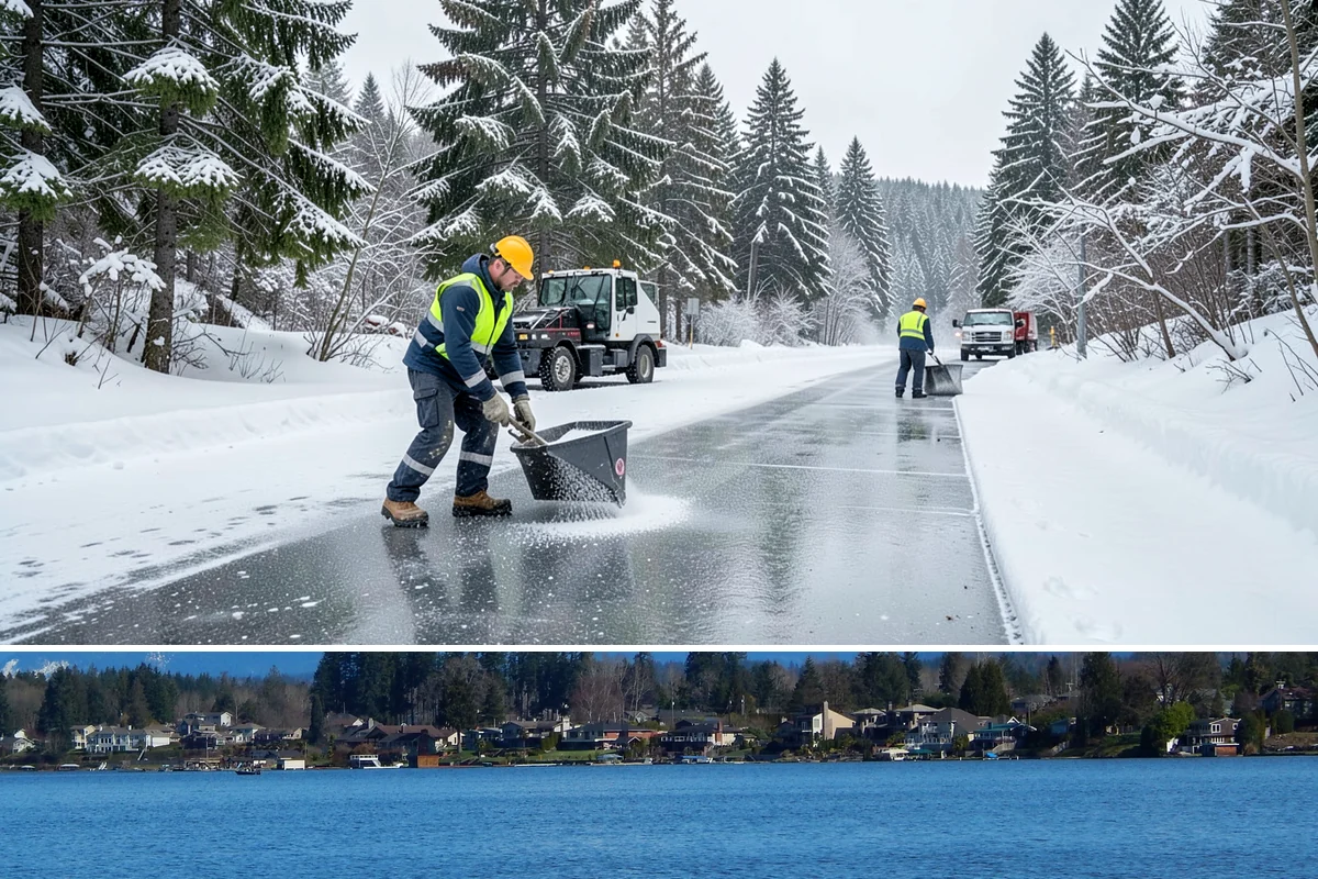 Walkway Deicing in Lake Stevens, Snohomish County, WA - Deice walkways at the first sign of refreeze each morning through the lowland cold season, generally December into February.