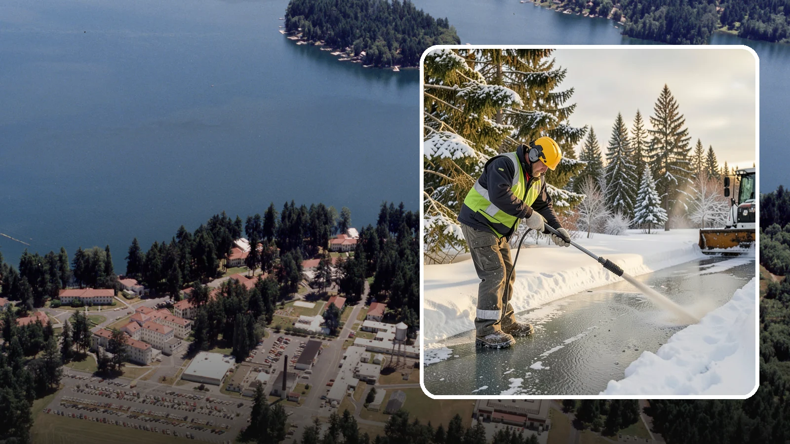 Walkway Deicing in Lakewood, Pierce County, WA - Deicing of walkways and paths to eliminate the slick film that forms on the routes people use most.