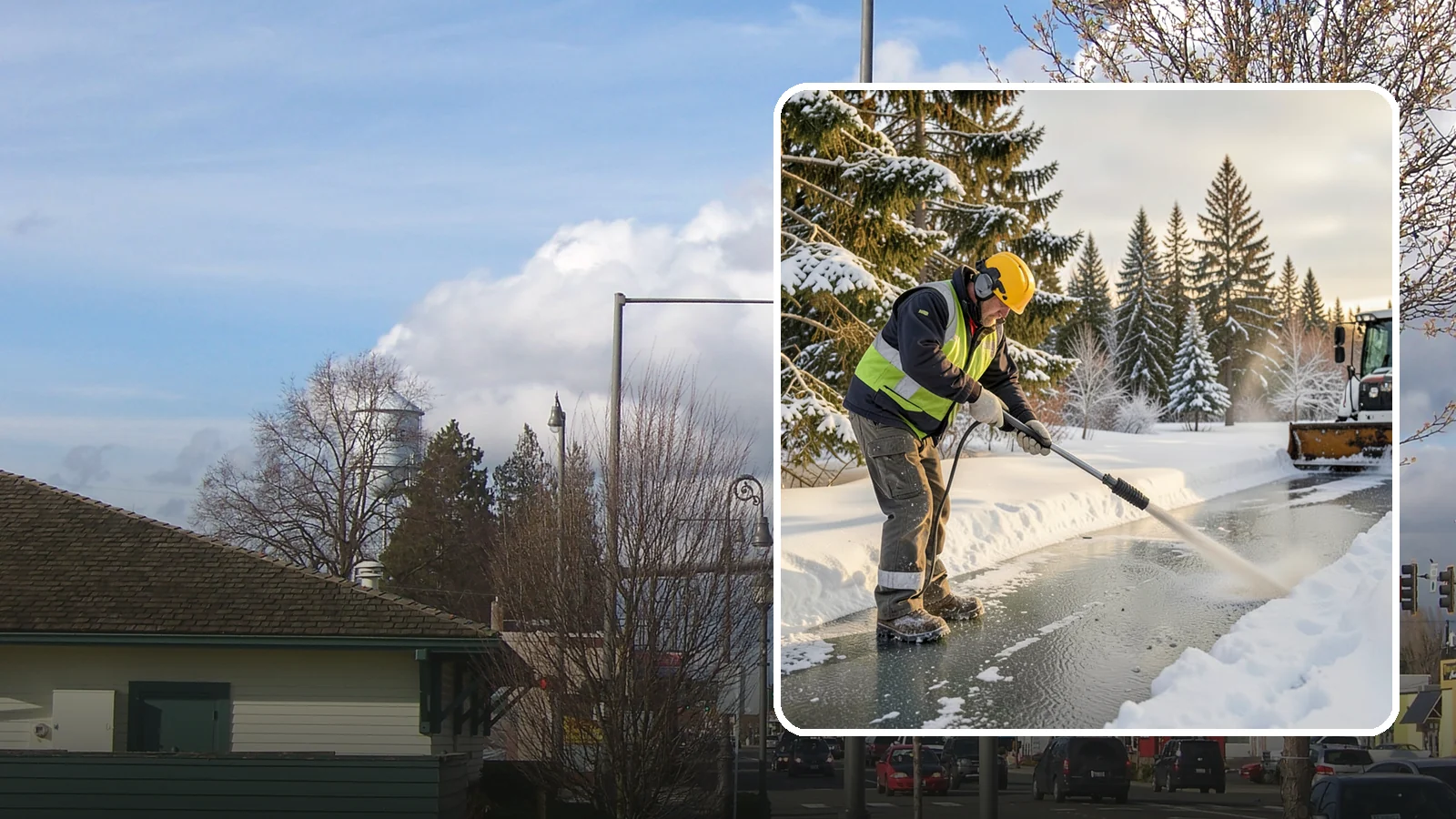 Walkway Deicing in Marysville, Snohomish County, WA - Deicing of walkways and paths to eliminate the slick film that forms on the routes people use most.