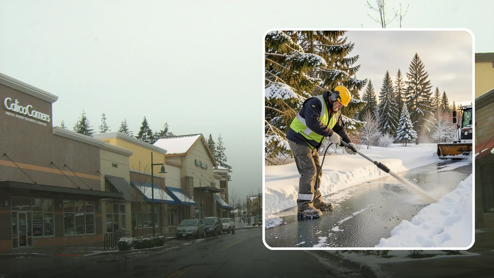 Walkway Deicing in Mill Creek, Snohomish County, WA - Deicing of walkways and paths to eliminate the slick film that forms on the routes people use most.