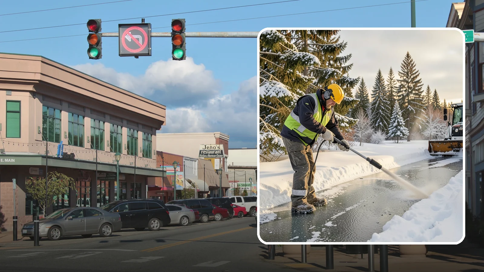 Walkway Deicing in Monroe, Snohomish County, WA - Deicing of walkways and paths to eliminate the slick film that forms on the routes people use most.