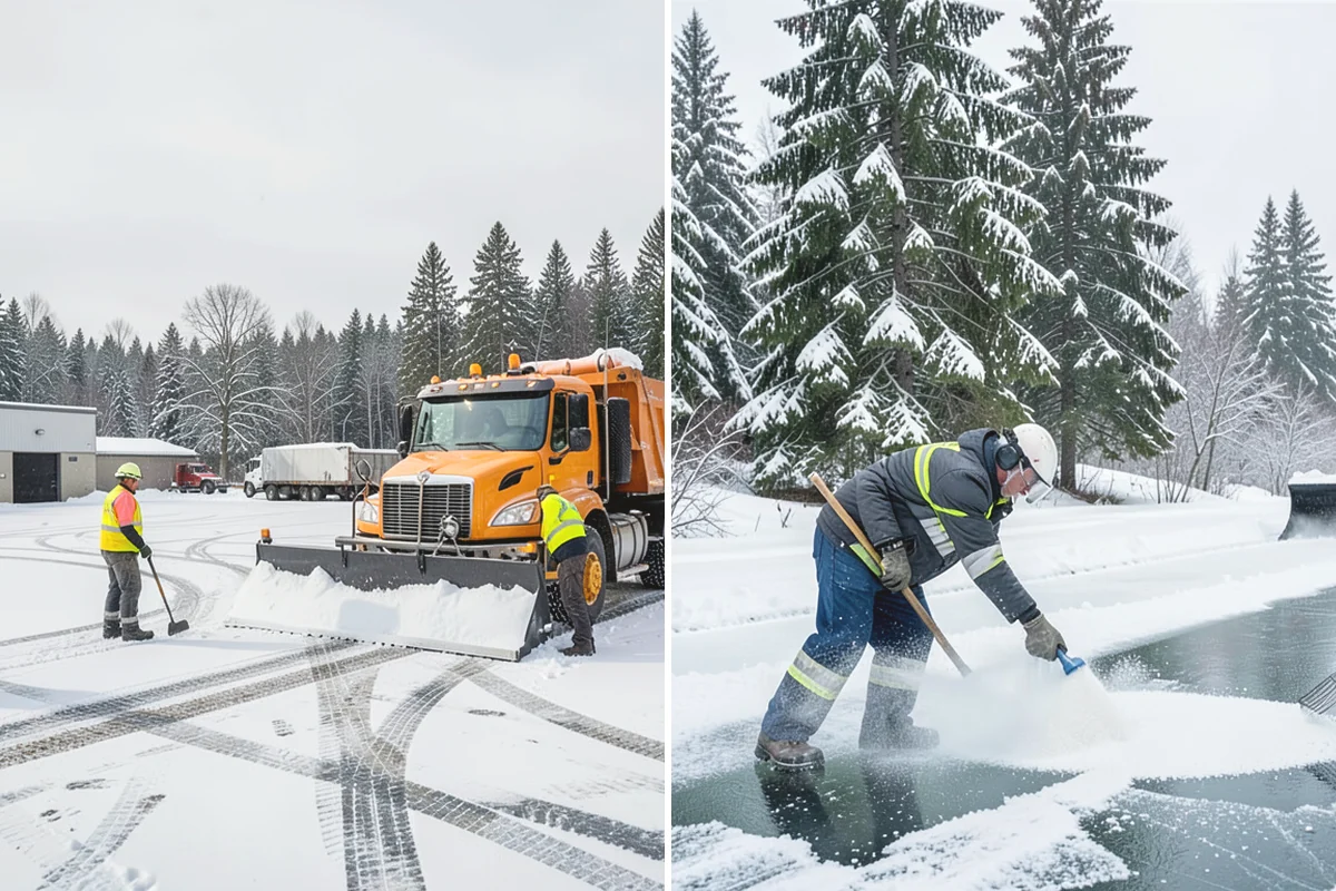 Walkway Deicing in Monroe, Snohomish County, WA - Walk the route and note shaded, refreeze-prone sections