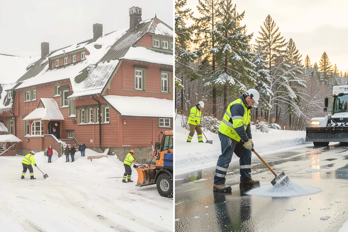 Walkway Deicing in Newcastle, King County, WA - Walk the route and note shaded, refreeze-prone sections