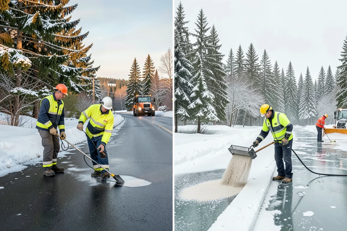 Walkway Deicing in Normandy Park, King County, WA - Walk the route and note shaded, refreeze-prone sections