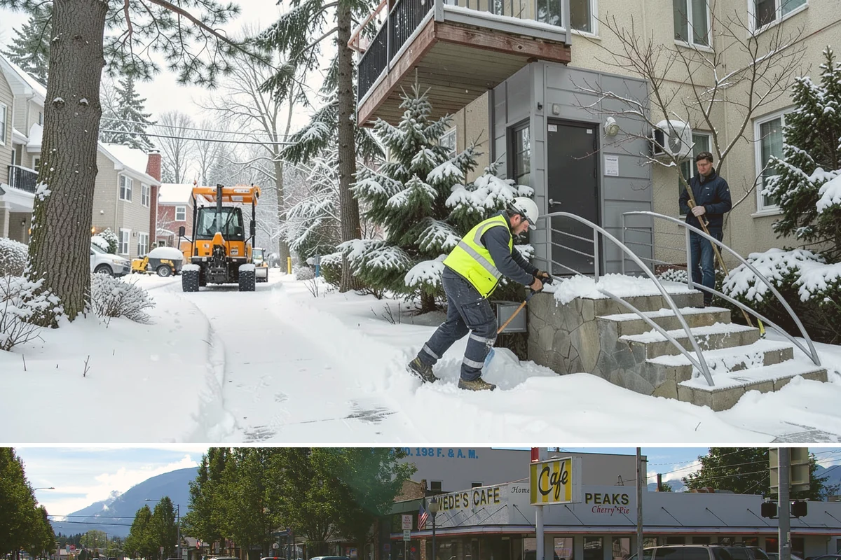 Walkway Deicing in North Bend, King County, WA - Deice walkways at the first sign of refreeze each morning through the lowland cold season, generally December into February.