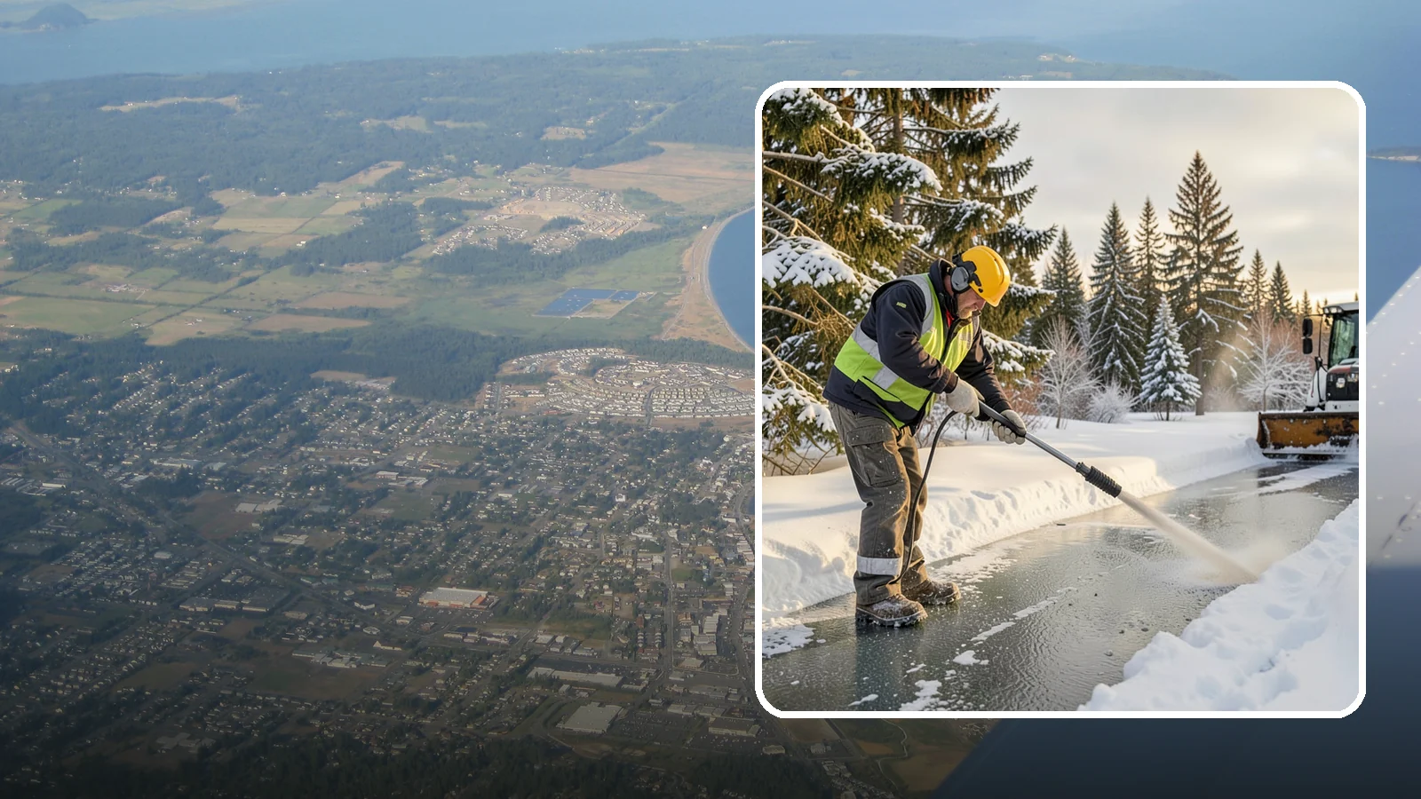 Walkway Deicing in Oak Harbor, Island County, WA - Deicing of walkways and paths to eliminate the slick film that forms on the routes people use most.