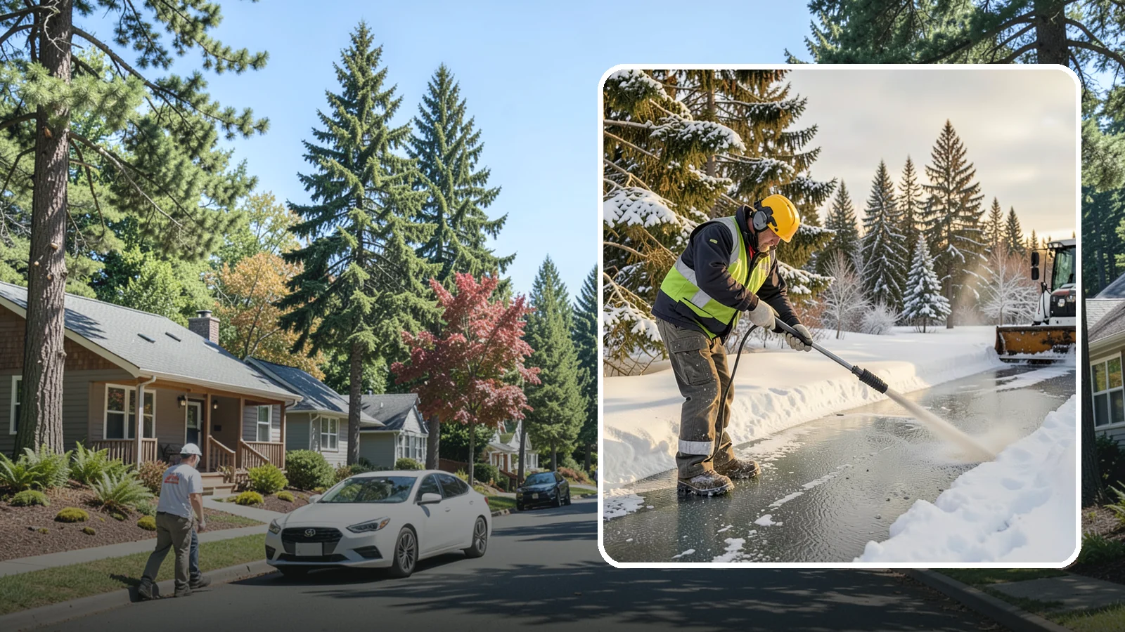 Walkway Deicing in Orting, Pierce County, WA - Deicing of walkways and paths to eliminate the slick film that forms on the routes people use most.