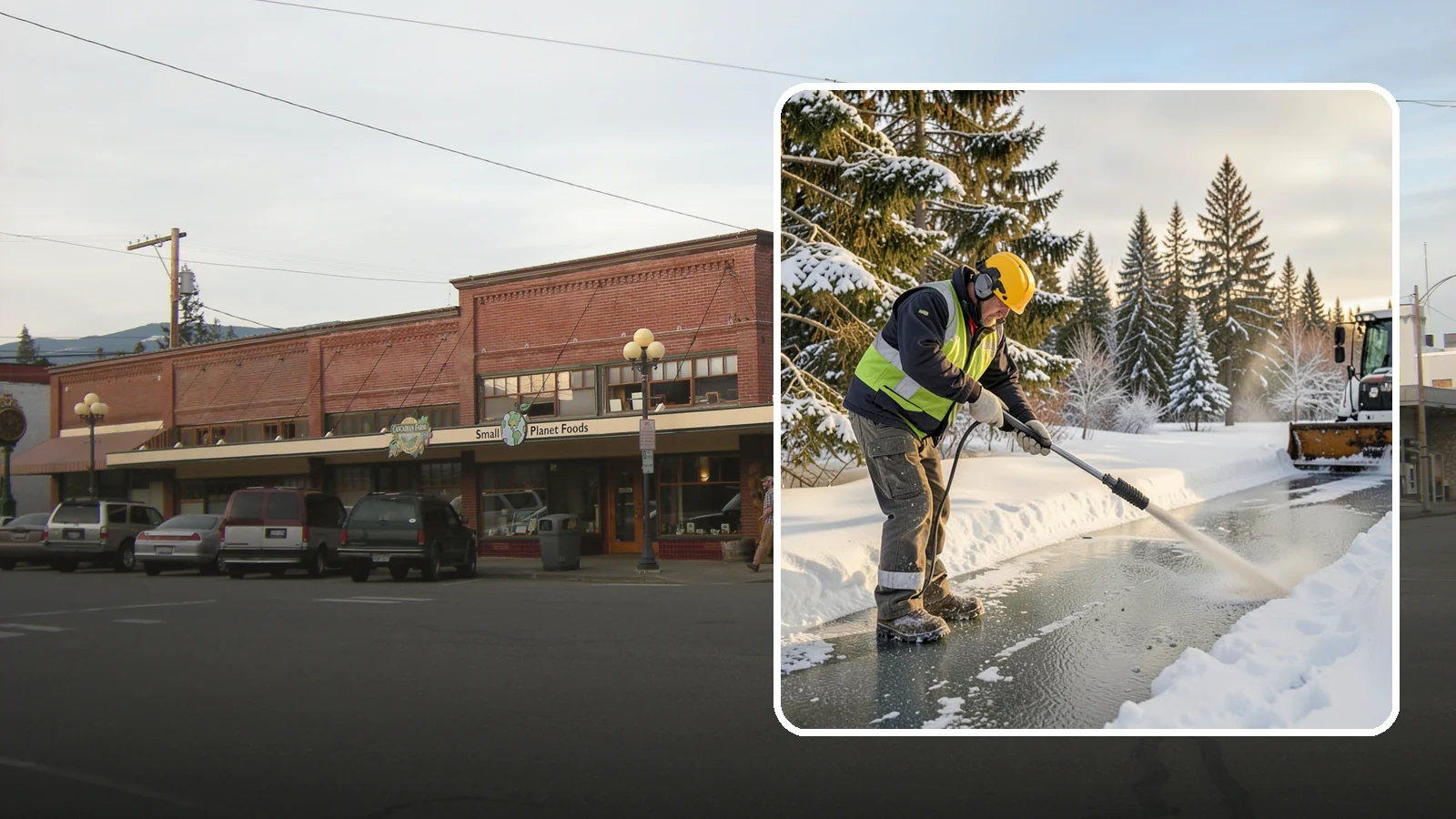 Walkway Deicing in Sedro-Woolley, Skagit County, WA - Deicing of walkways and paths to eliminate the slick film that forms on the routes people use most.