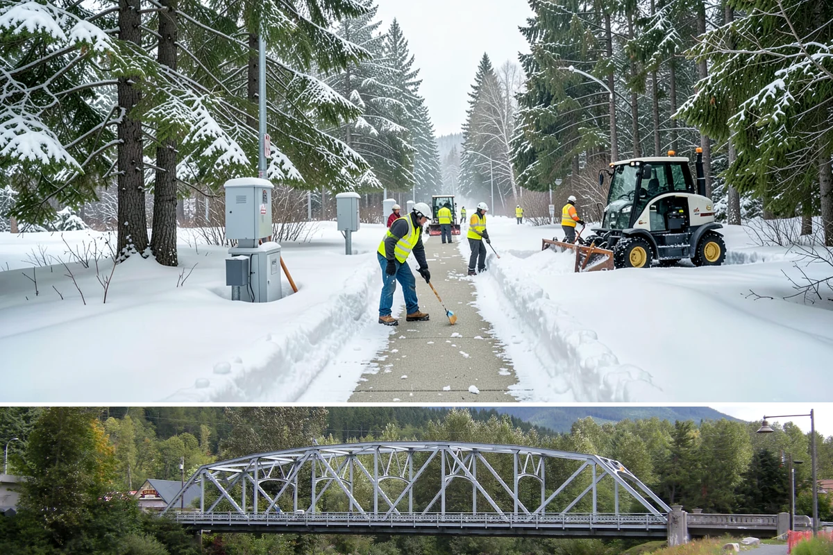 Walkway Deicing in Skykomish, King County, WA - Deice walkways at the first sign of refreeze each morning through the lowland cold season, generally December into February.