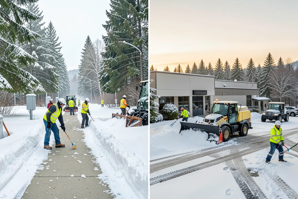 Walkway Deicing in Snoqualmie, King County, WA - Walk the route and note shaded, refreeze-prone sections
