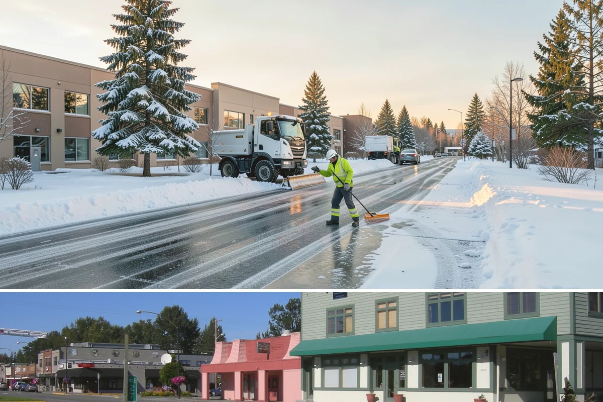 Walkway Deicing in Snoqualmie, King County, WA - Deice walkways at the first sign of refreeze each morning through the lowland cold season, generally December into February.