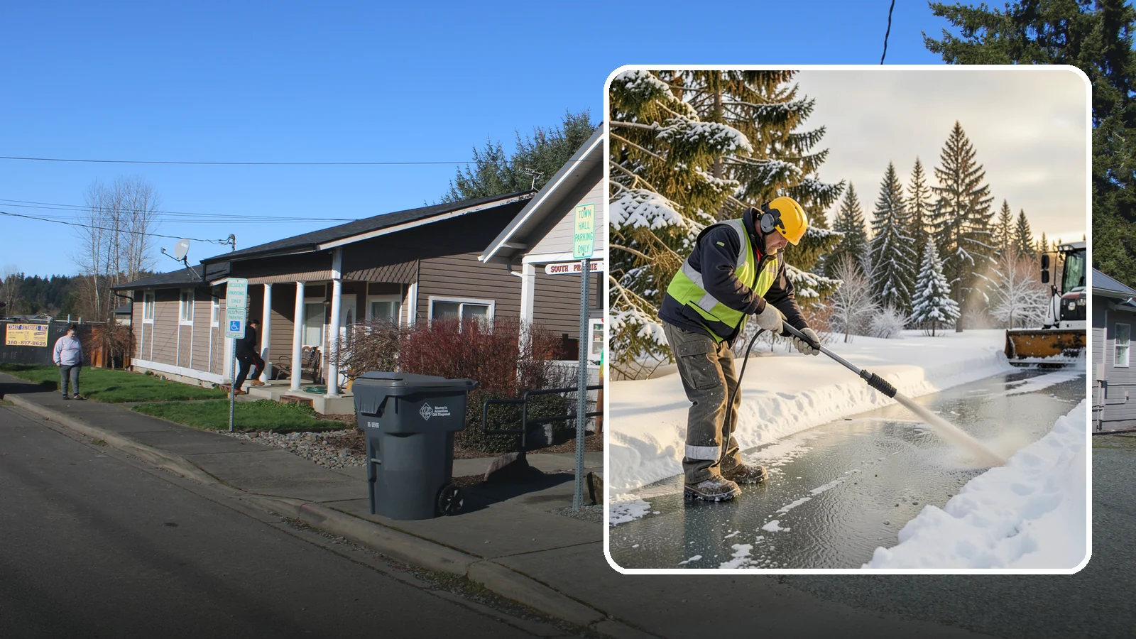 Walkway Deicing in South Prairie, Pierce County, WA - Deicing of walkways and paths to eliminate the slick film that forms on the routes people use most.