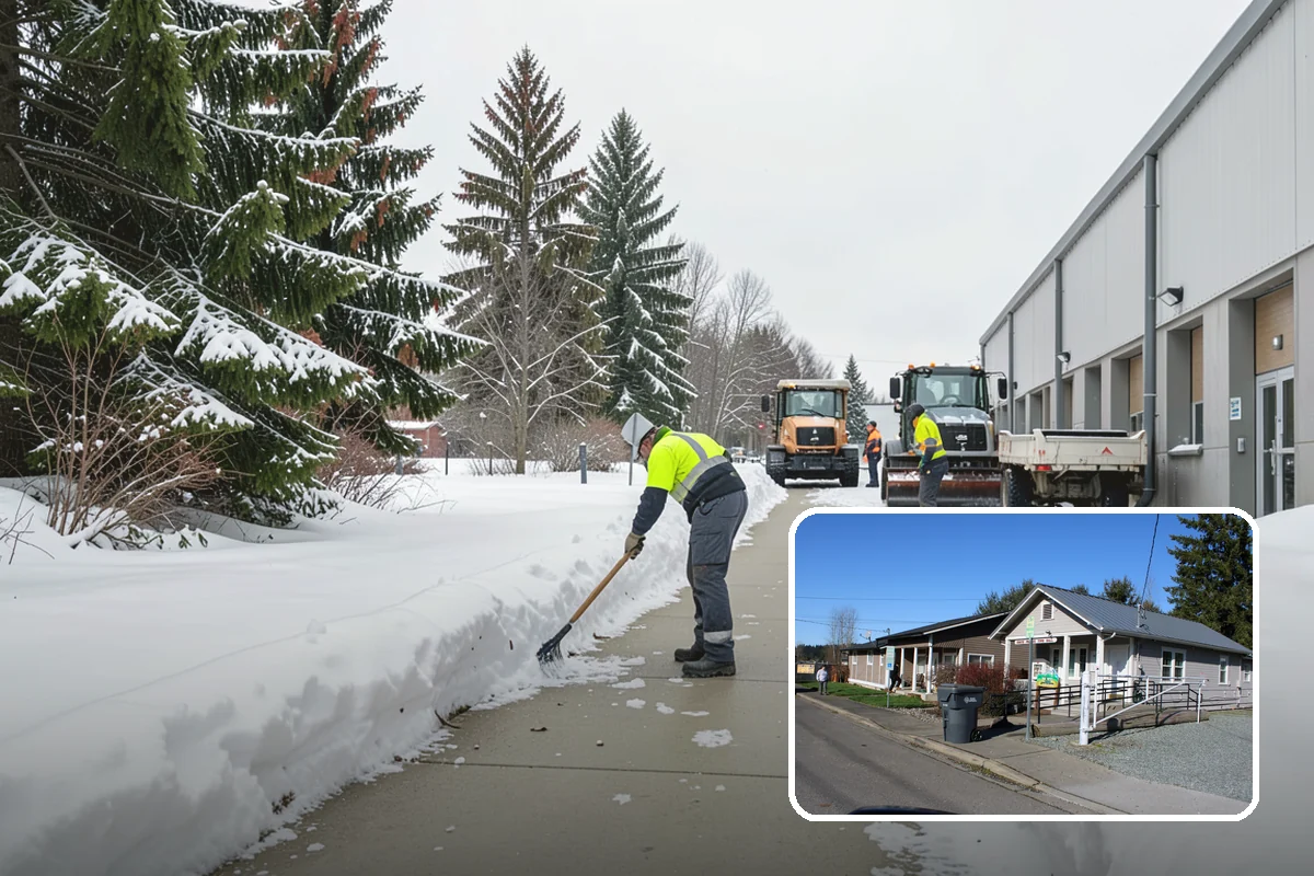 Walkway Deicing in South Prairie, Pierce County, WA - Removes the slick film on the highest-traffic routes
