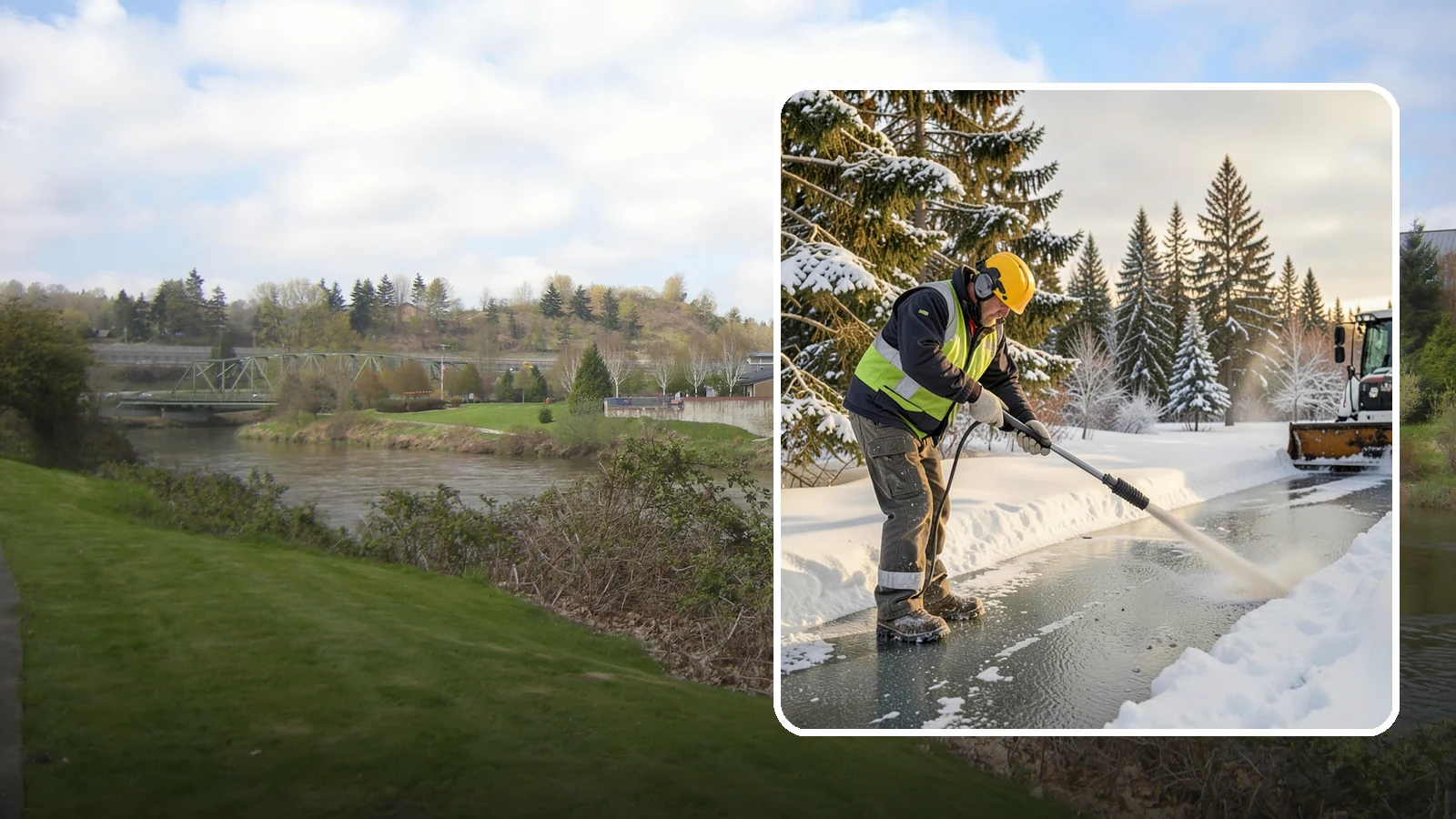 Walkway Deicing in Tukwila, King County, WA - Deicing of walkways and paths to eliminate the slick film that forms on the routes people use most.