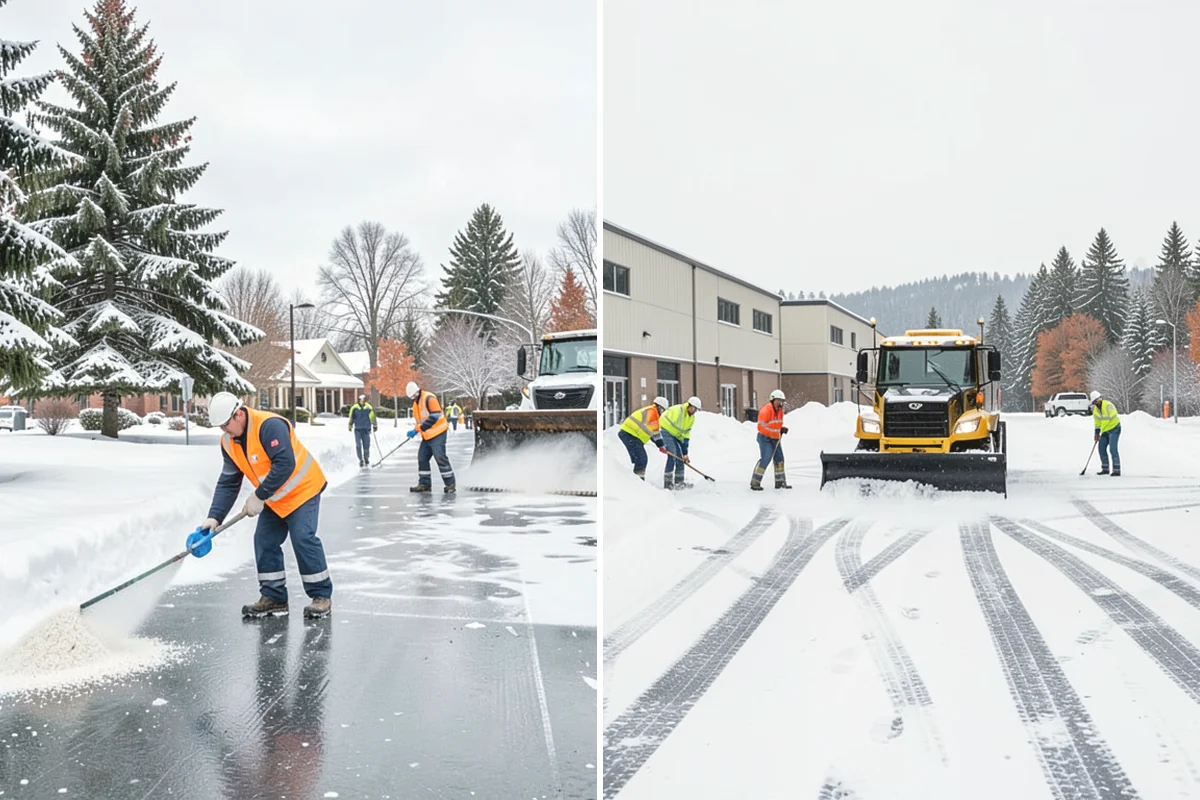 Walkway Deicing in Tukwila, King County, WA - Walk the route and note shaded, refreeze-prone sections