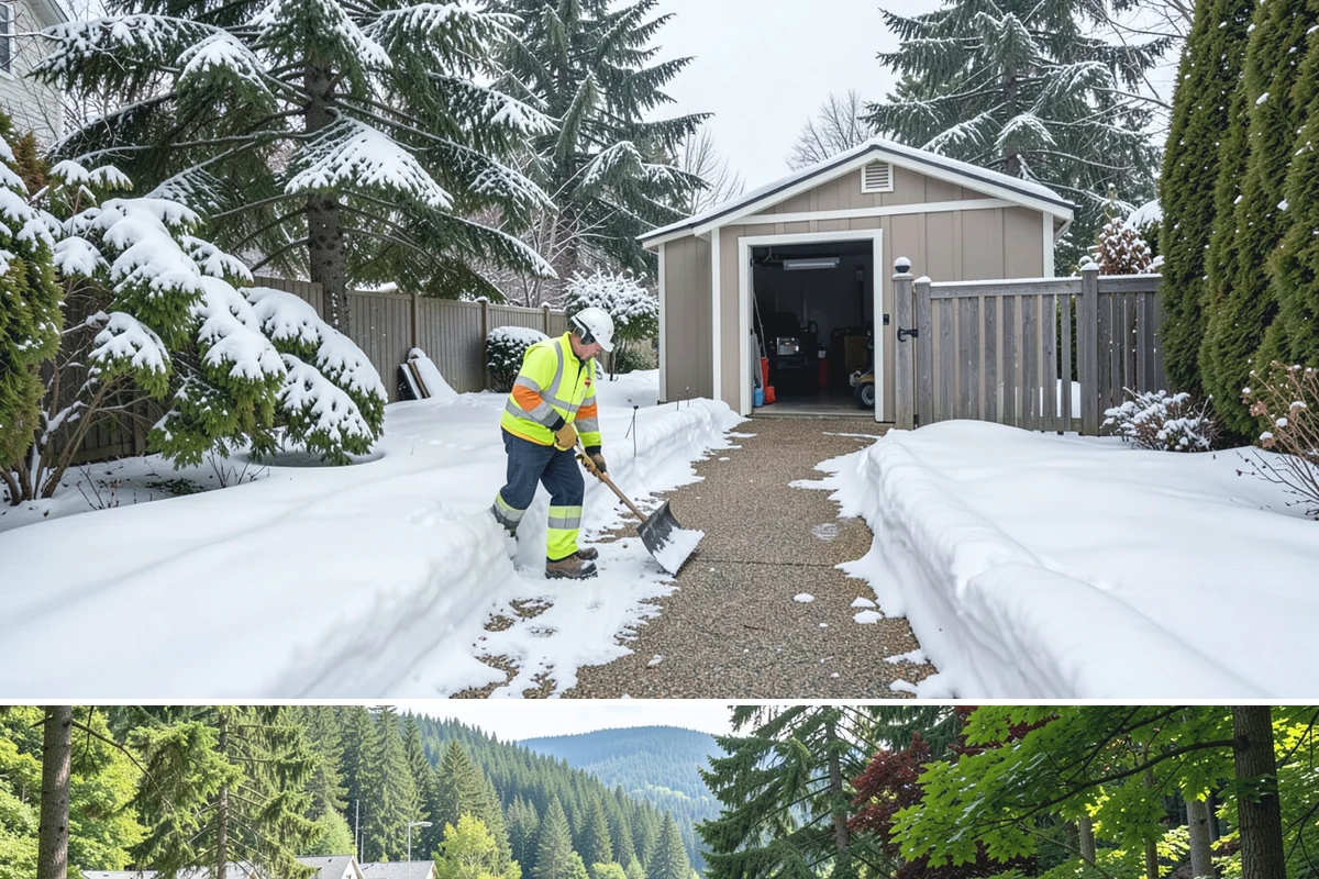 Walkway Snow Removal in Lake Forest Park, King County, WA - Arrange coverage in autumn so your garden paths are on our list before the first foothill freeze reaches the lowlands.