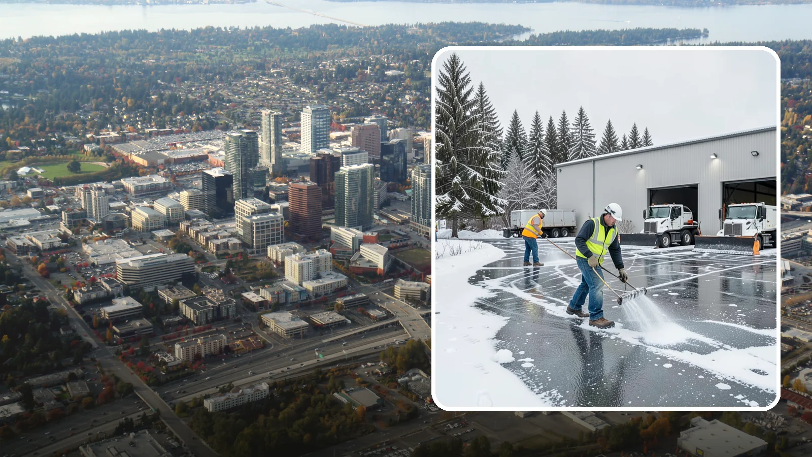 Warehouse Deicing in Bellevue, King County, WA - Deicing for warehouses and distribution centers, keeping loading docks, trailer courts, and dock stairs clear so freight keeps...