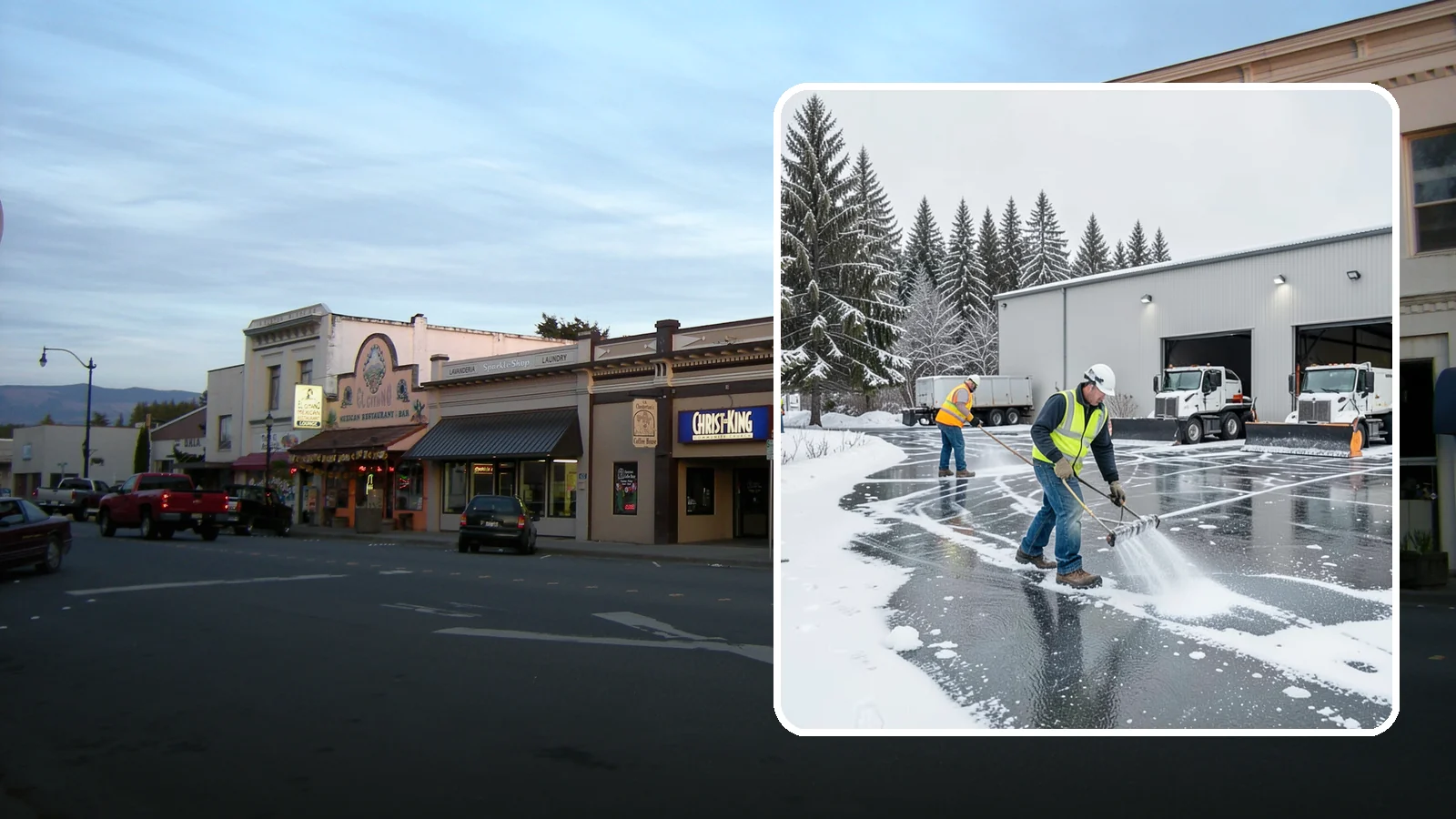 Warehouse Deicing in Burlington, Skagit County, WA - Deicing for warehouses and distribution centers, keeping loading docks, trailer courts, and dock stairs clear so freight keeps...