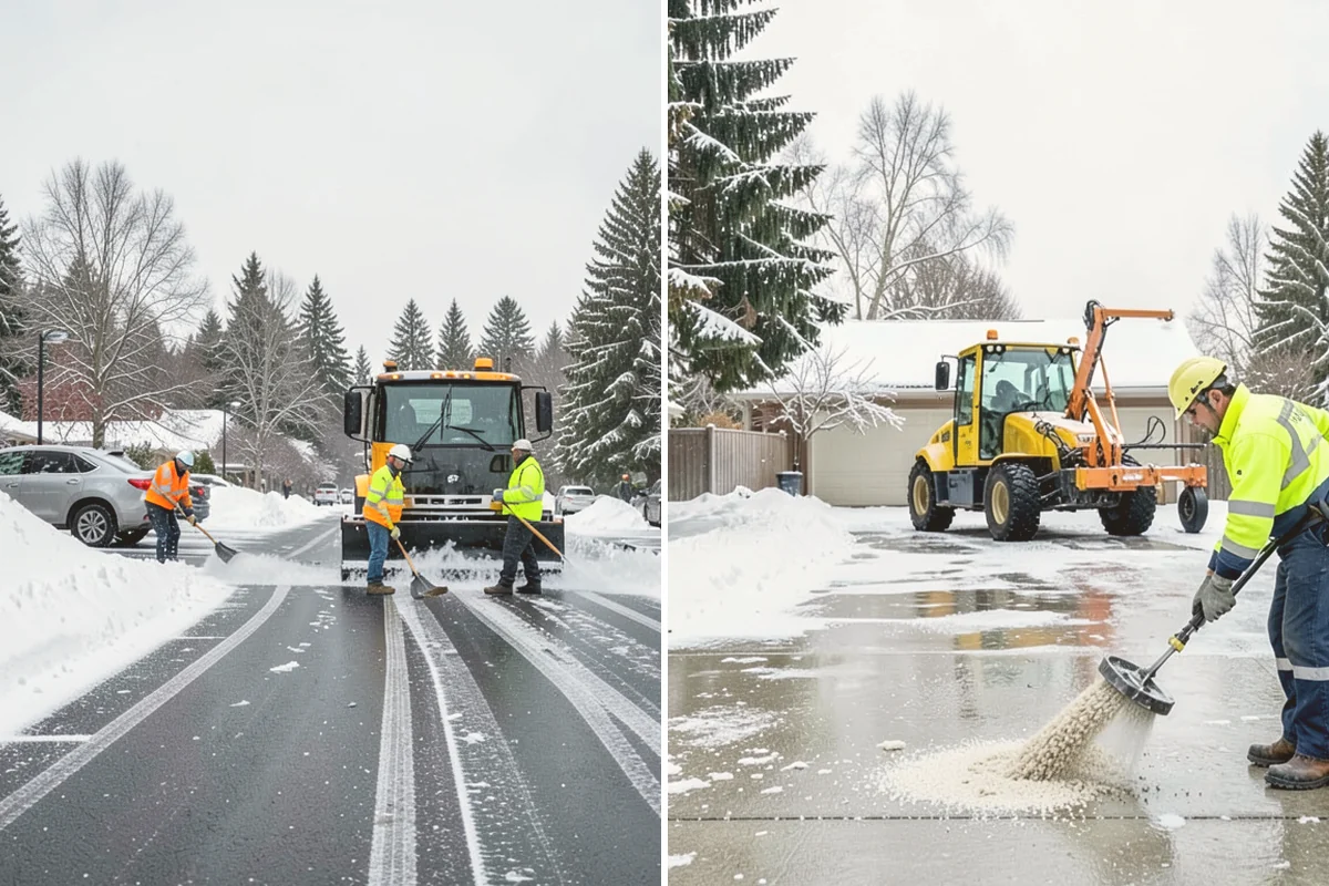 Warehouse Deicing in Langley, Island County, WA - Map dock aprons, trailer lanes, stairs, and worker paths