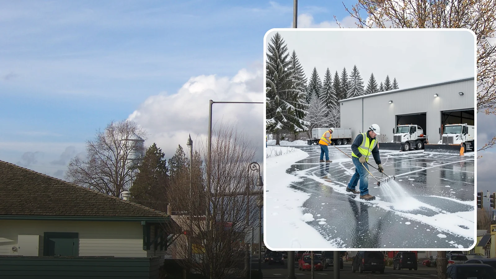Warehouse Deicing in Marysville, Snohomish County, WA - Deicing for warehouses and distribution centers, keeping loading docks, trailer courts, and dock stairs clear so freight keeps...