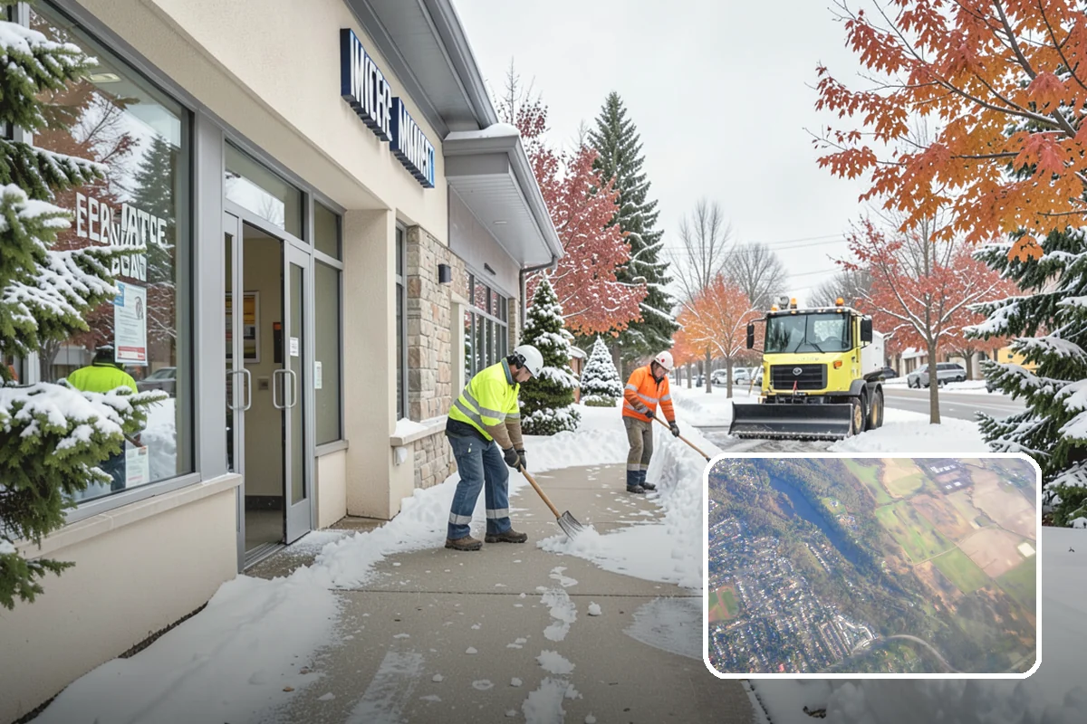Warehouse Parking Lot Snow Removal in Algona, King County, WA - Dock aprons and truck lanes stay open to protect freight throughput