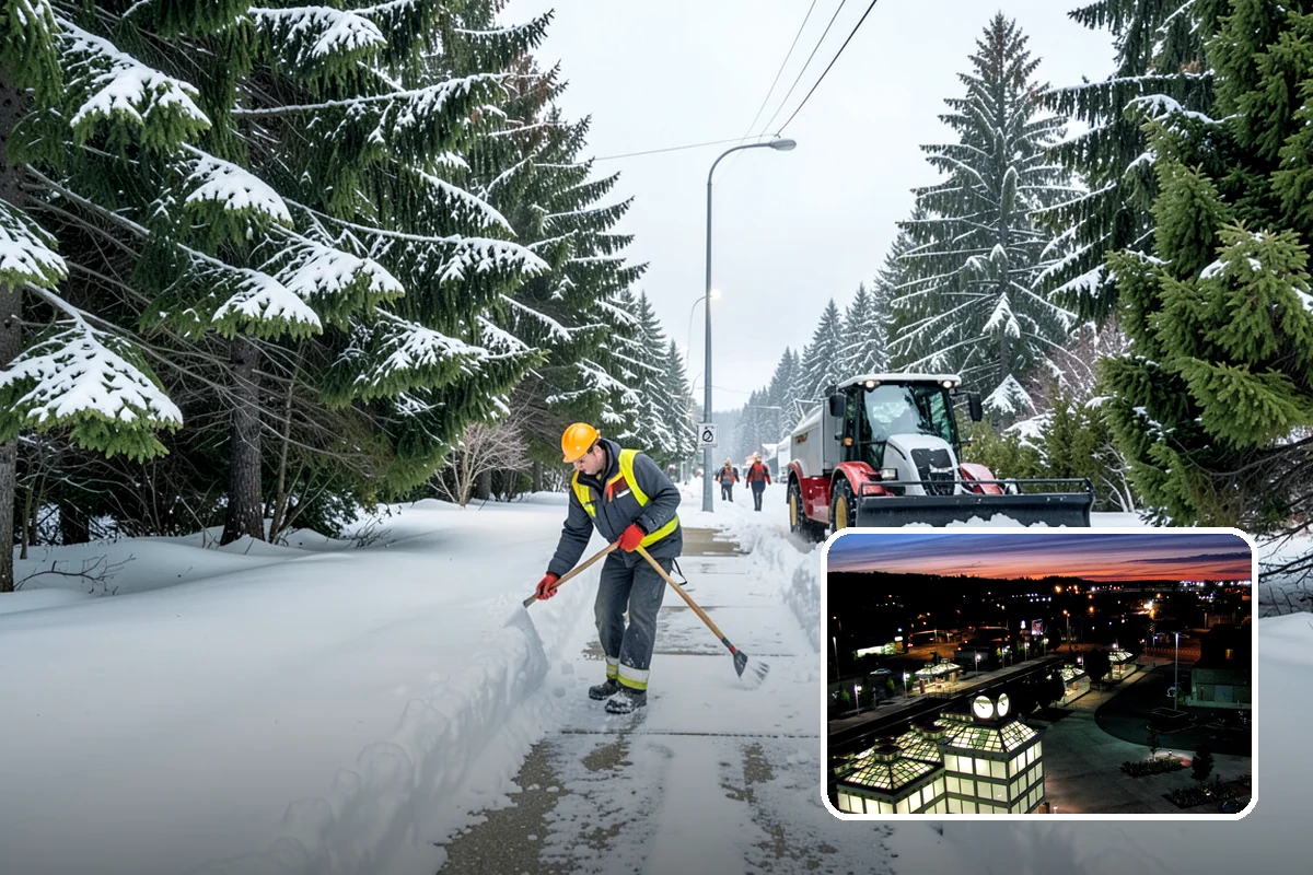 Warehouse Parking Lot Snow Removal in Auburn, King County, WA - Dock aprons and truck lanes stay open to protect freight throughput