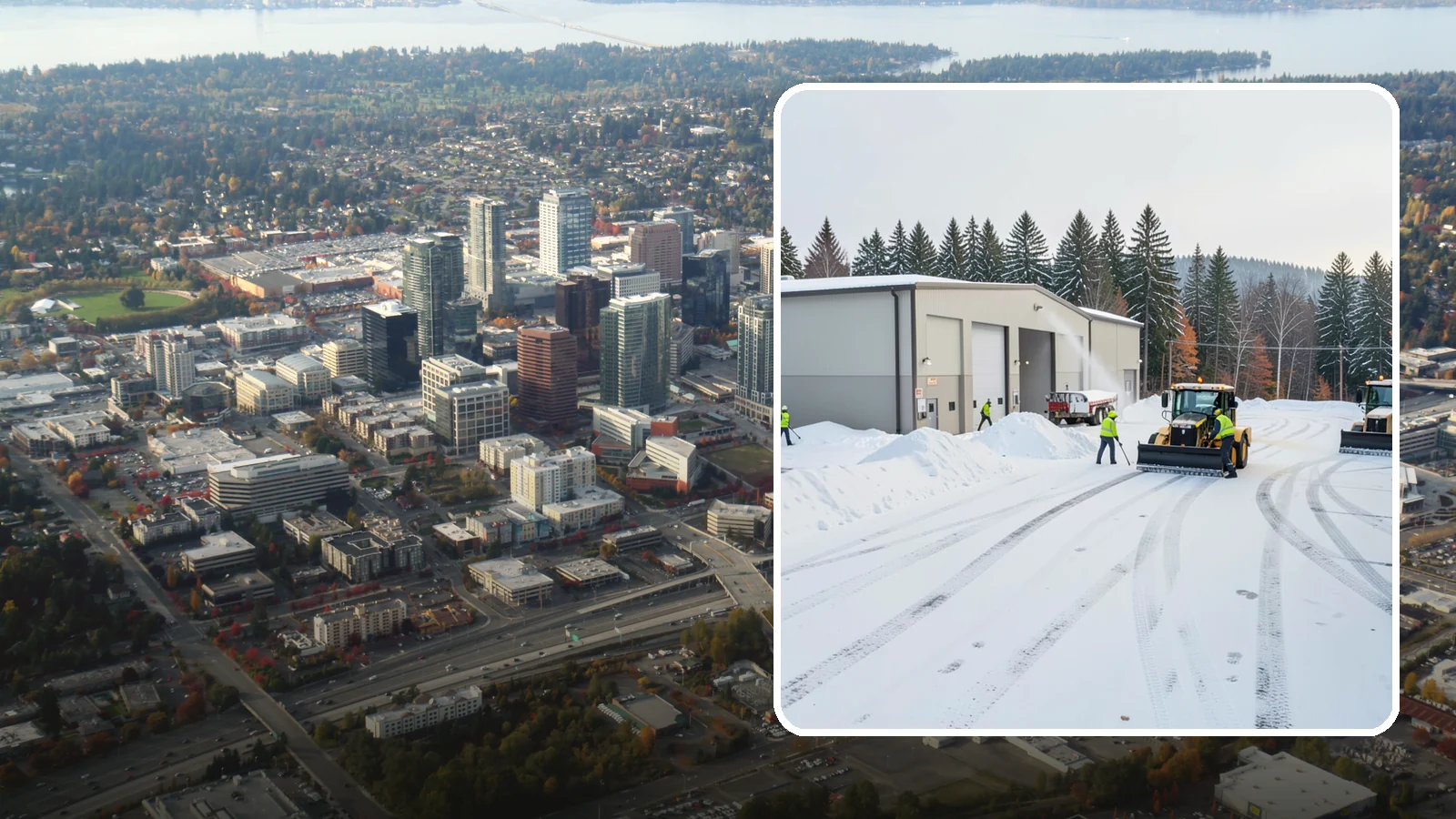 Warehouse Parking Lot Snow Removal in Bellevue, King County, WA - We clear warehouse lots, dock aprons, and truck lanes so Western Washington freight keeps flowing in winter.
