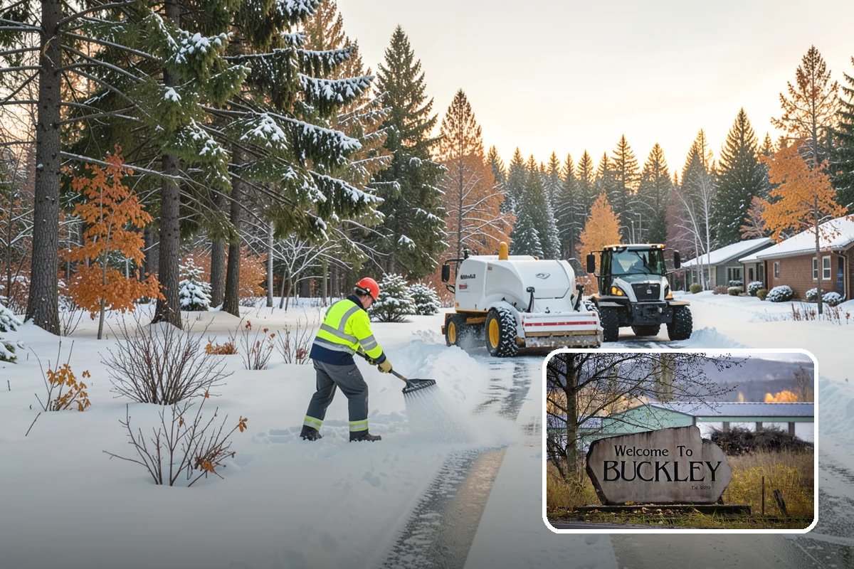 Warehouse Parking Lot Snow Removal in Buckley, Pierce County, WA - Dock aprons and truck lanes stay open to protect freight throughput