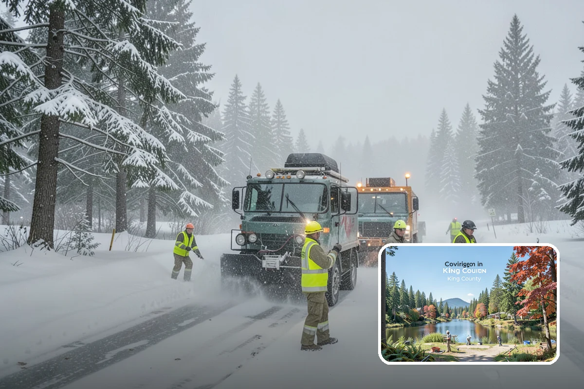 Warehouse Parking Lot Snow Removal in Covington, King County, WA - Dock aprons and truck lanes stay open to protect freight throughput