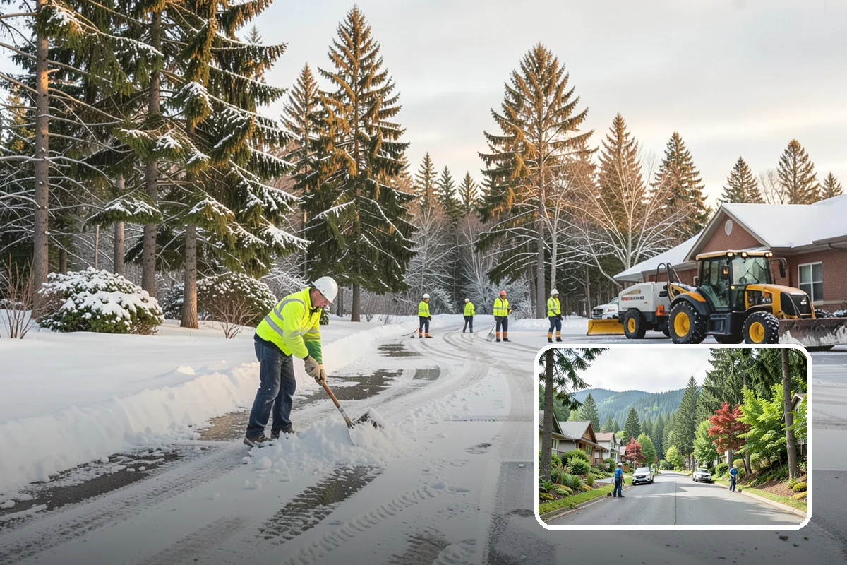 Warehouse Parking Lot Snow Removal in Darrington, Snohomish County, WA - Dock aprons and truck lanes stay open to protect freight throughput