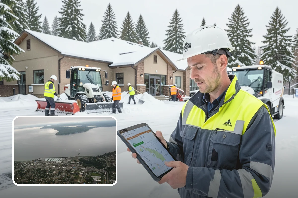 Warehouse Parking Lot Snow Removal in Des Moines, King County, WA - Dock aprons and truck lanes stay open to protect freight throughput