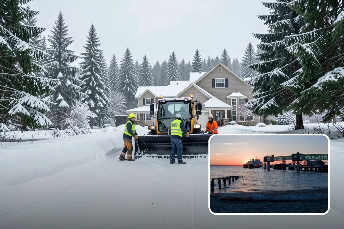 Warehouse Parking Lot Snow Removal in Edmonds, Snohomish County, WA - Dock aprons and truck lanes stay open to protect freight throughput