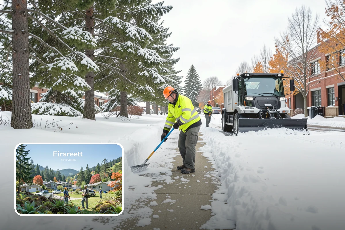 Warehouse Parking Lot Snow Removal in Fircrest, Pierce County, WA - Dock aprons and truck lanes stay open to protect freight throughput