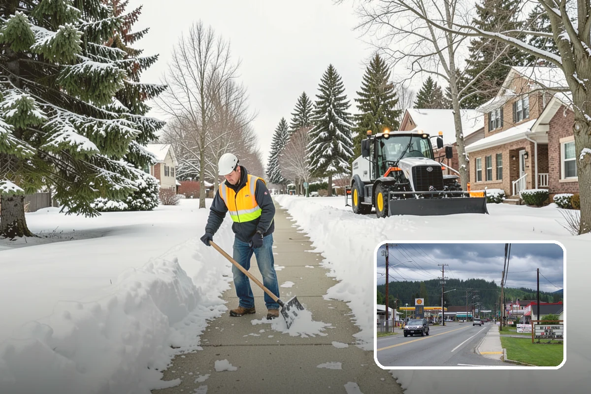 Warehouse Parking Lot Snow Removal in Granite Falls, Snohomish County, WA - Dock aprons and truck lanes stay open to protect freight throughput