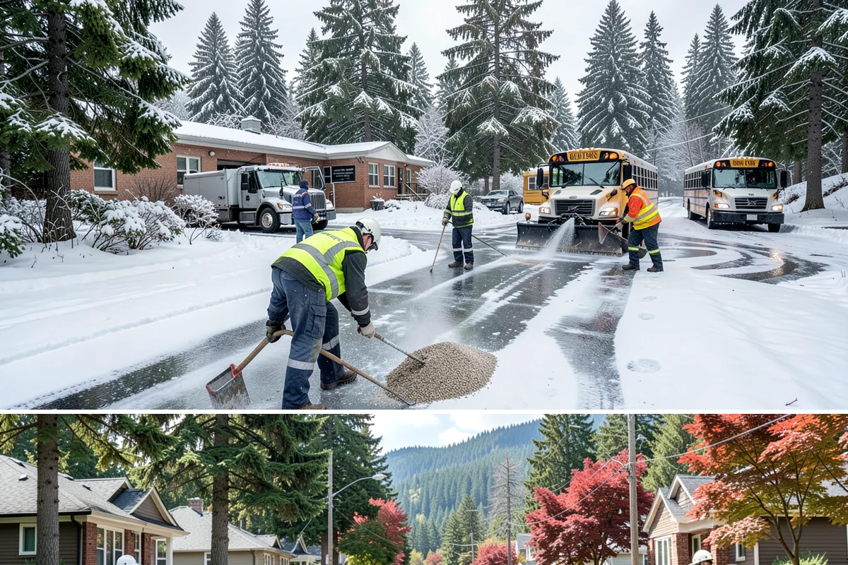 Warehouse Parking Lot Snow Removal in Hunts Point, King County, WA - Warehouse lots across Western Washington face peak snow disruption from December through February, when cold nights threaten...