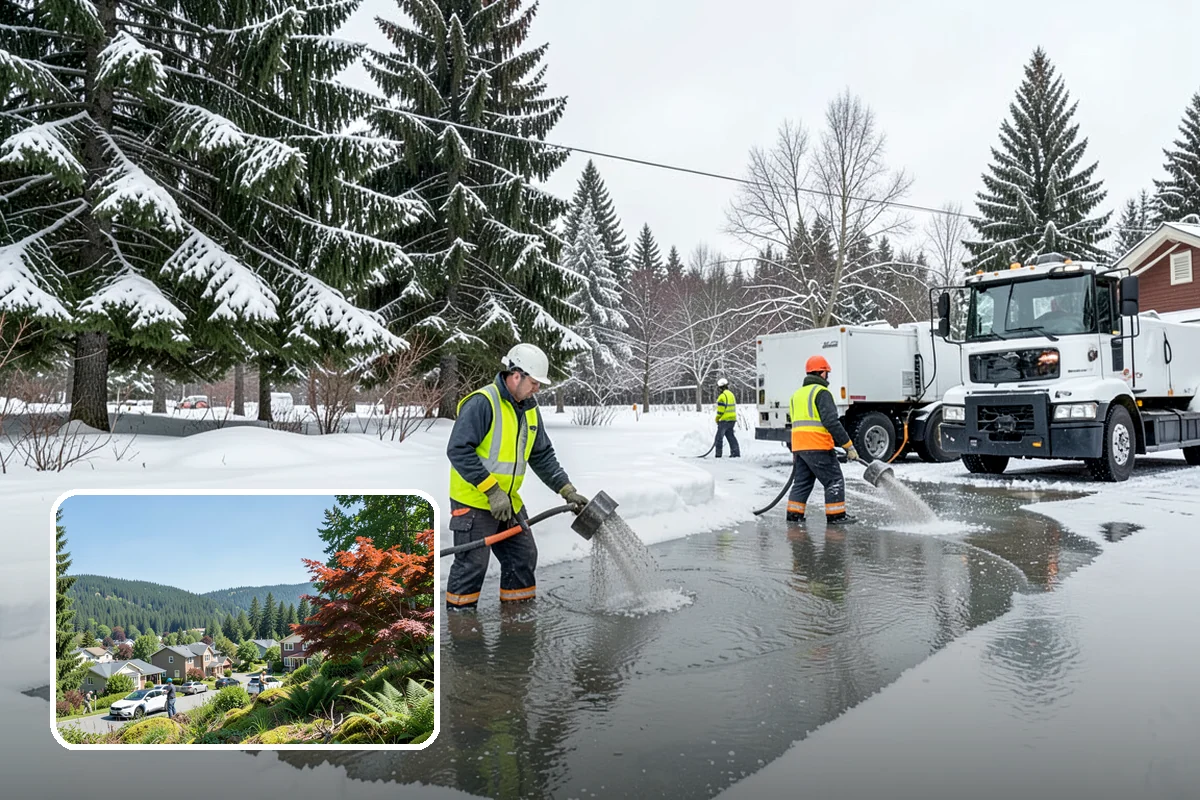Warehouse Parking Lot Snow Removal in Index, Snohomish County, WA - Dock aprons and truck lanes stay open to protect freight throughput