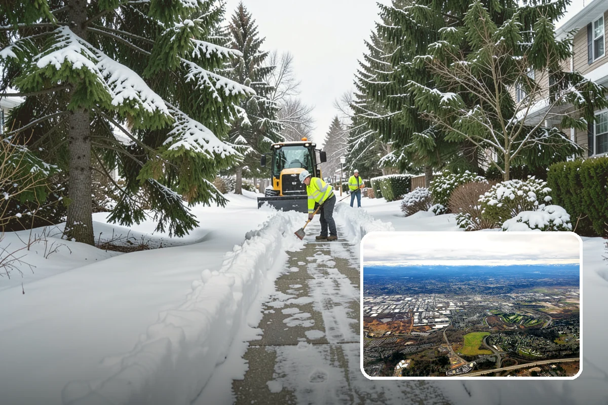 Warehouse Parking Lot Snow Removal in Kent, King County, WA - Dock aprons and truck lanes stay open to protect freight throughput