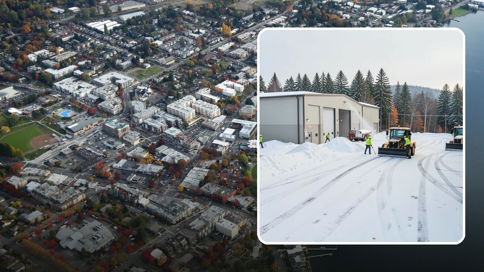 Warehouse Parking Lot Snow Removal in Kirkland, King County, WA - We clear warehouse lots, dock aprons, and truck lanes so Western Washington freight keeps flowing in winter.