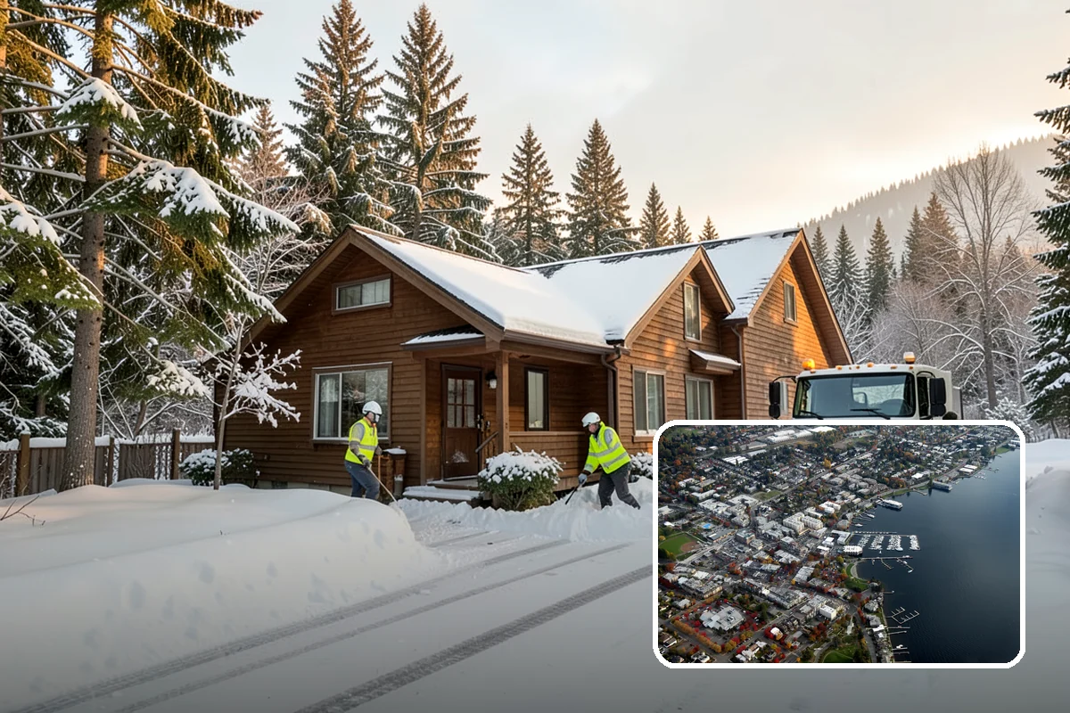 Warehouse Parking Lot Snow Removal in Kirkland, King County, WA - Dock aprons and truck lanes stay open to protect freight throughput