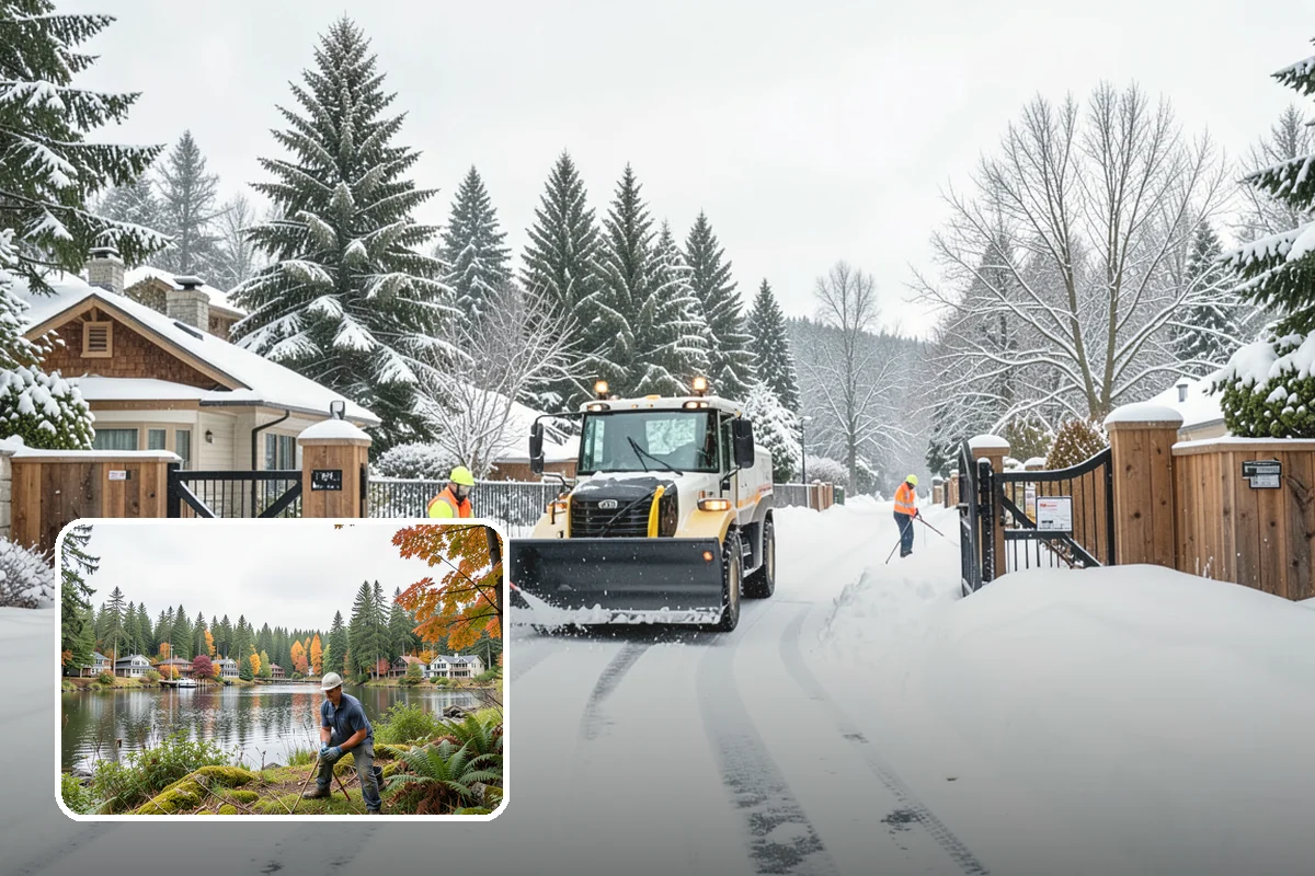 Warehouse Parking Lot Snow Removal in La Conner, Skagit County, WA - Dock aprons and truck lanes stay open to protect freight throughput