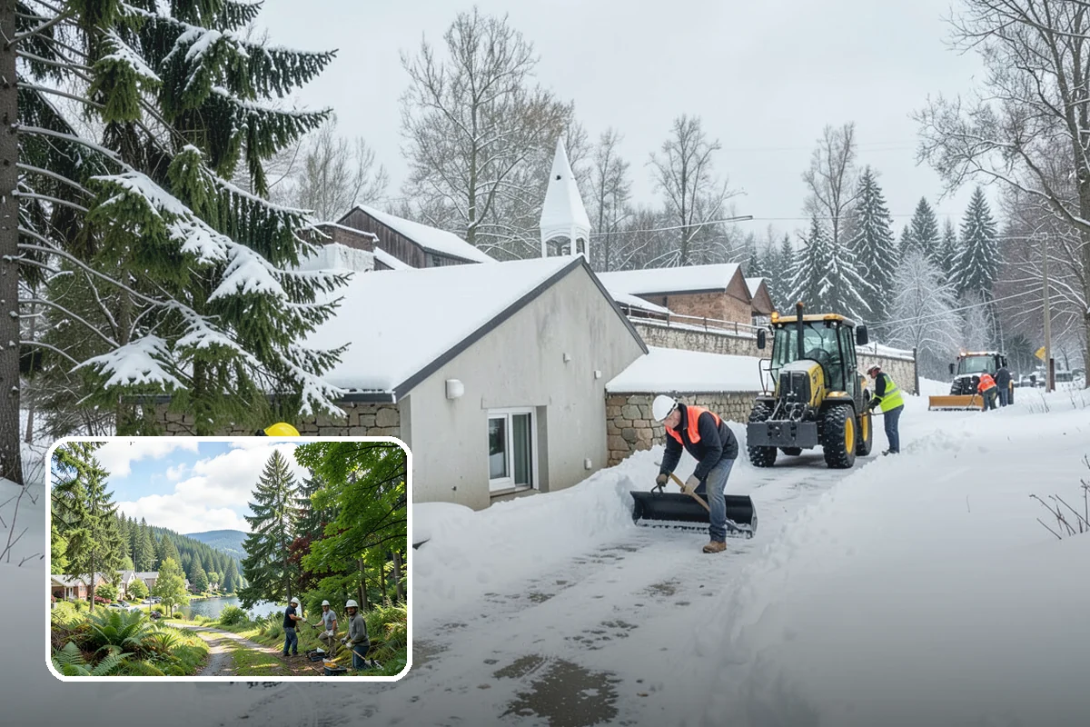 Warehouse Parking Lot Snow Removal in Lake Forest Park, King County, WA - Dock aprons and truck lanes stay open to protect freight throughput