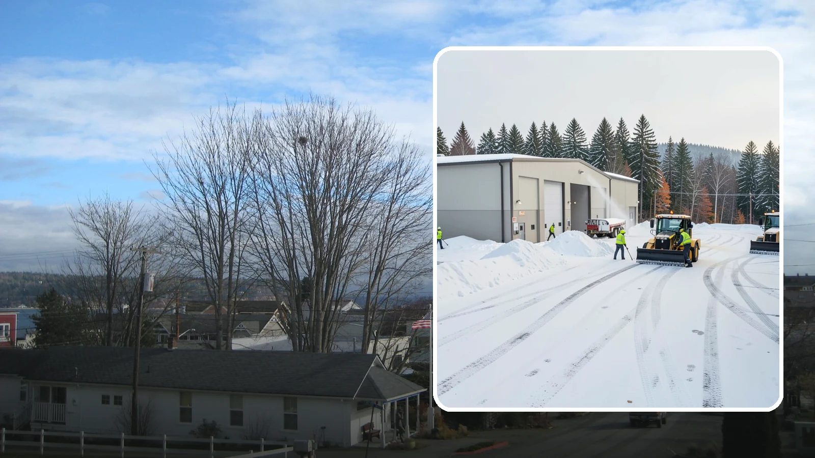 Warehouse Parking Lot Snow Removal in Langley, Island County, WA - We clear warehouse lots, dock aprons, and truck lanes so Western Washington freight keeps flowing in winter.